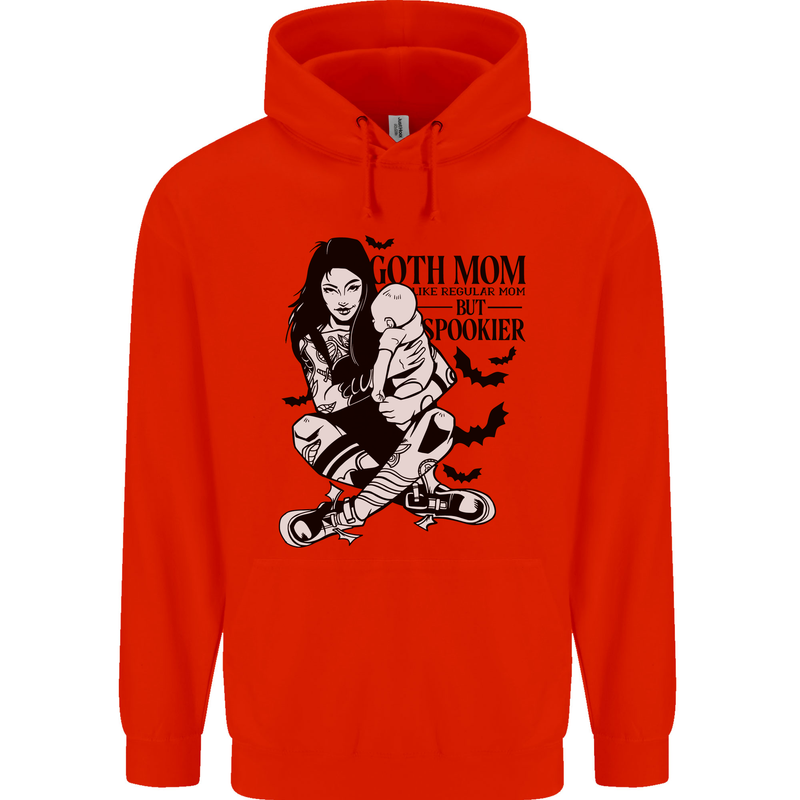 Goth Mum Like a Regular but Spookier Gothic Childrens Kids Hoodie Bright Red