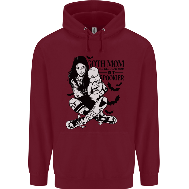 Goth Mum Like a Regular but Spookier Gothic Childrens Kids Hoodie Maroon