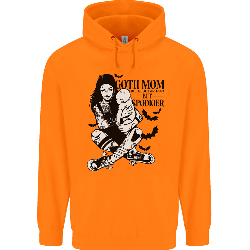 Goth Mum Like a Regular but Spookier Gothic Childrens Kids Hoodie Orange
