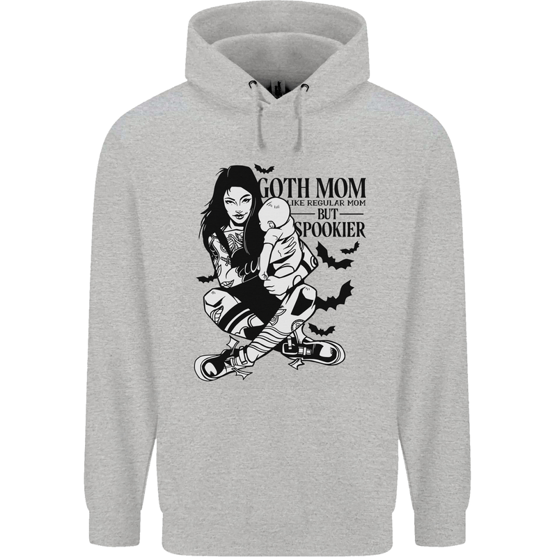 Goth Mum Like a Regular but Spookier Gothic Childrens Kids Hoodie Sports Grey