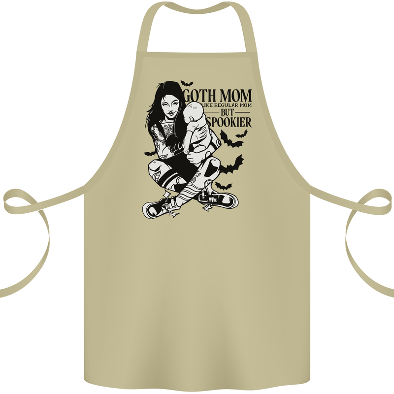 Goth Mum Like a Regular but Spookier Gothic Cotton Apron 100% Organic Khaki