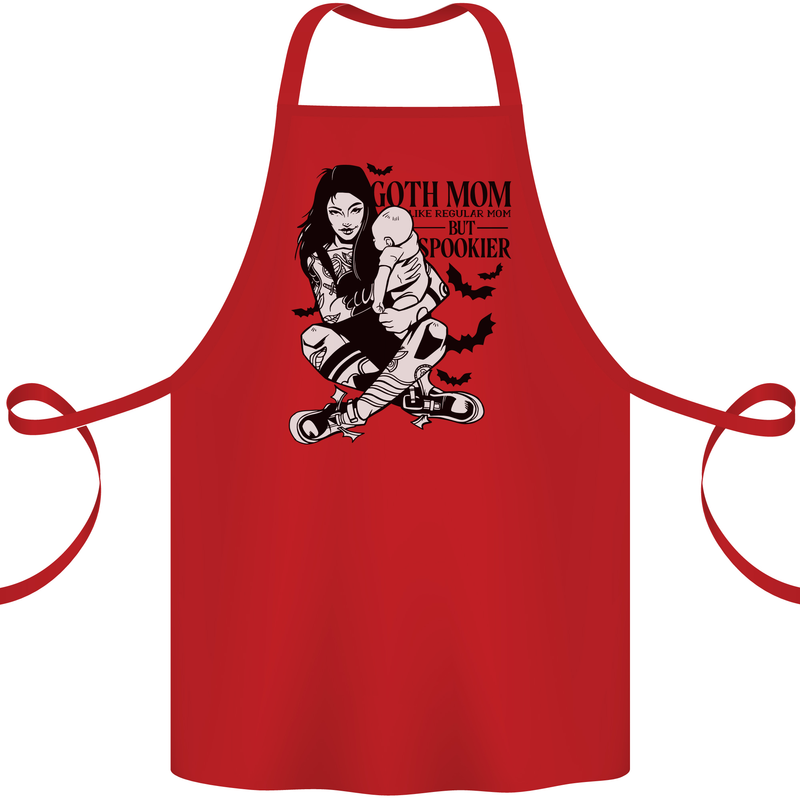Goth Mum Like a Regular but Spookier Gothic Cotton Apron 100% Organic Red