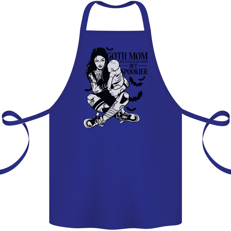 Goth Mum Like a Regular but Spookier Gothic Cotton Apron 100% Organic Royal Blue