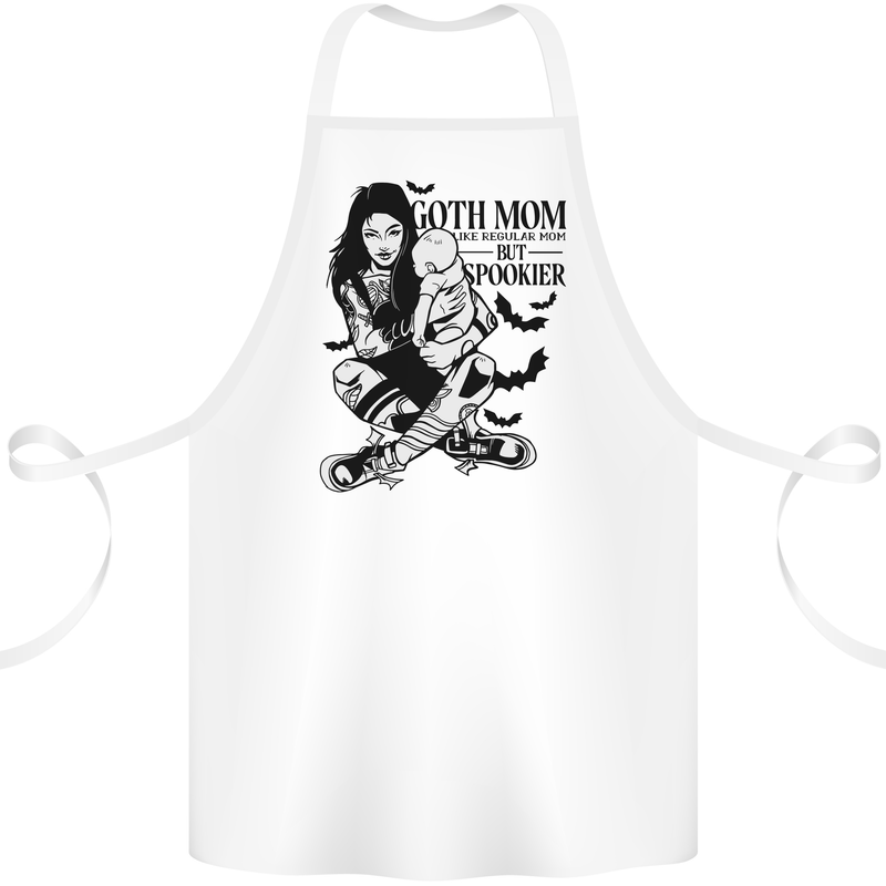 Goth Mum Like a Regular but Spookier Gothic Cotton Apron 100% Organic White