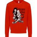 Goth Mum Like a Regular but Spookier Gothic Kids Sweatshirt Jumper Bright Red