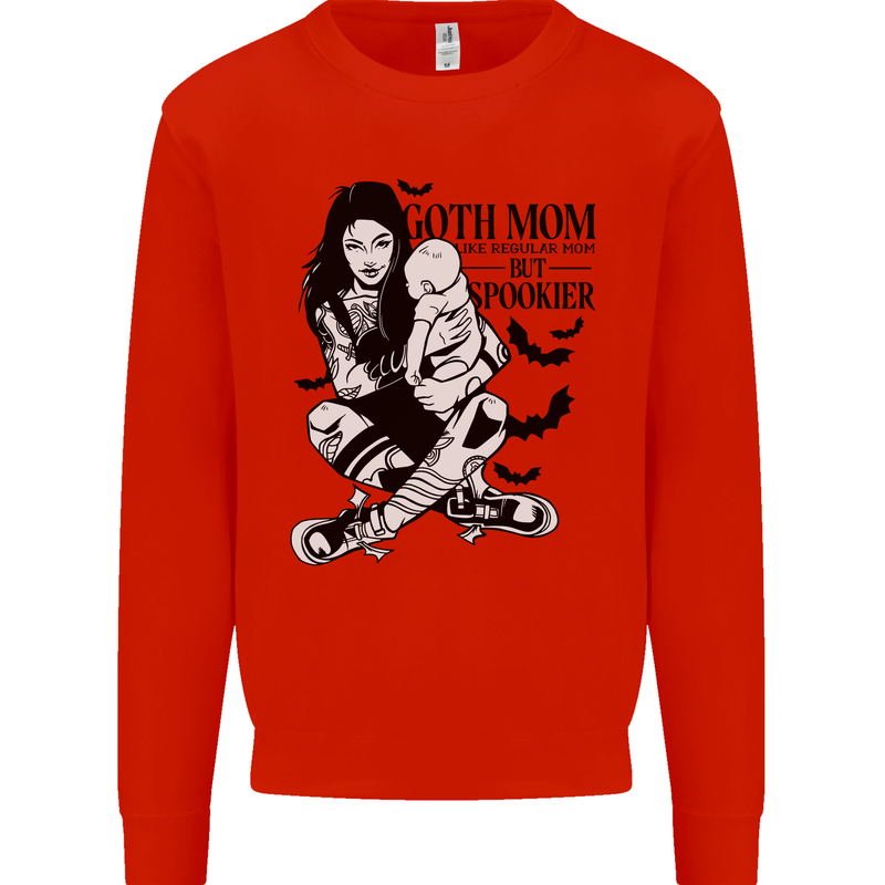 Goth Mum Like a Regular but Spookier Gothic Kids Sweatshirt Jumper Bright Red