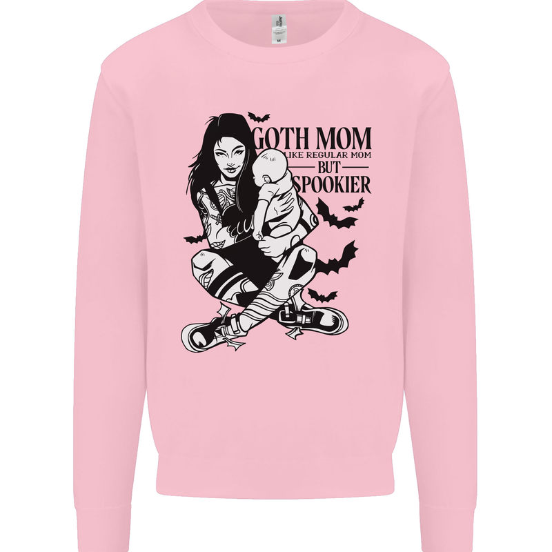 Goth Mum Like a Regular but Spookier Gothic Kids Sweatshirt Jumper Light Pink