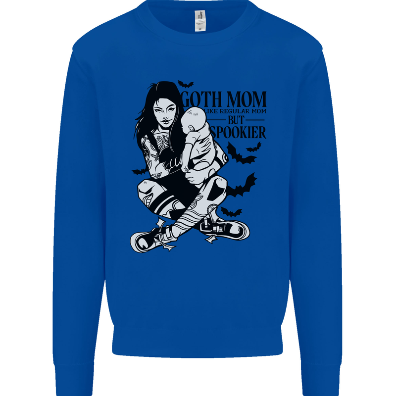 Goth Mum Like a Regular but Spookier Gothic Kids Sweatshirt Jumper Royal Blue