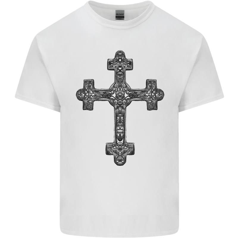 Gothic Cross Viking Pagan Mens Cotton T-Shirt Tee Top White