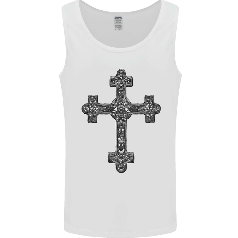 Gothic Cross Viking Pagan Mens Vest Tank Top White