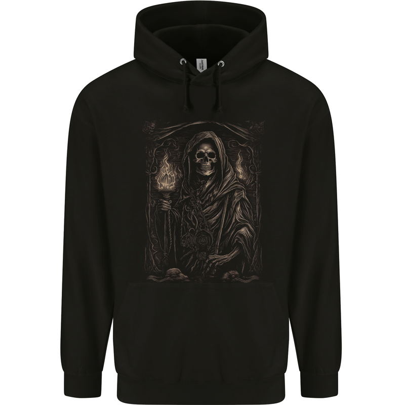Gothic Grim Reaper Goth Heavy Metal Skull 10 Mens 80% Cotton Hoodie Black