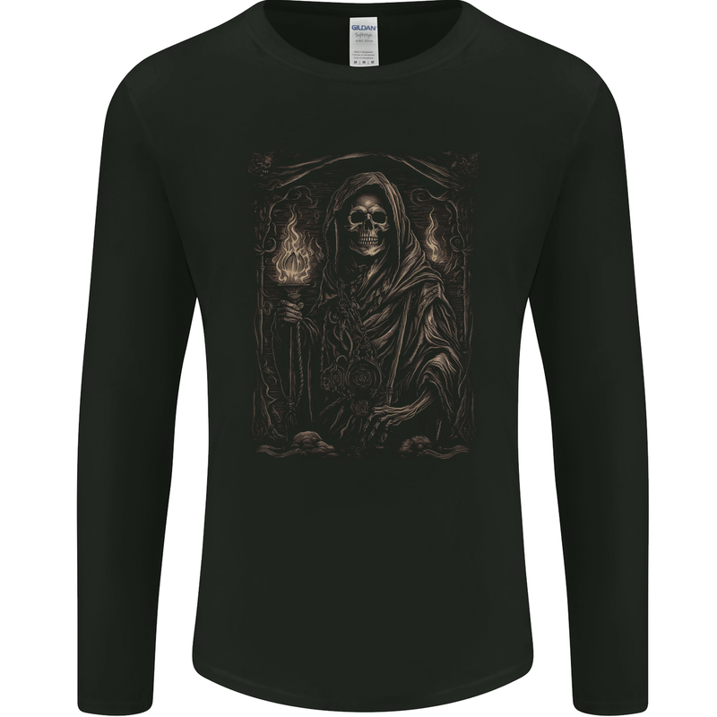 Gothic Grim Reaper Goth Heavy Metal Skull 10 Mens Long Sleeve T-Shirt Black