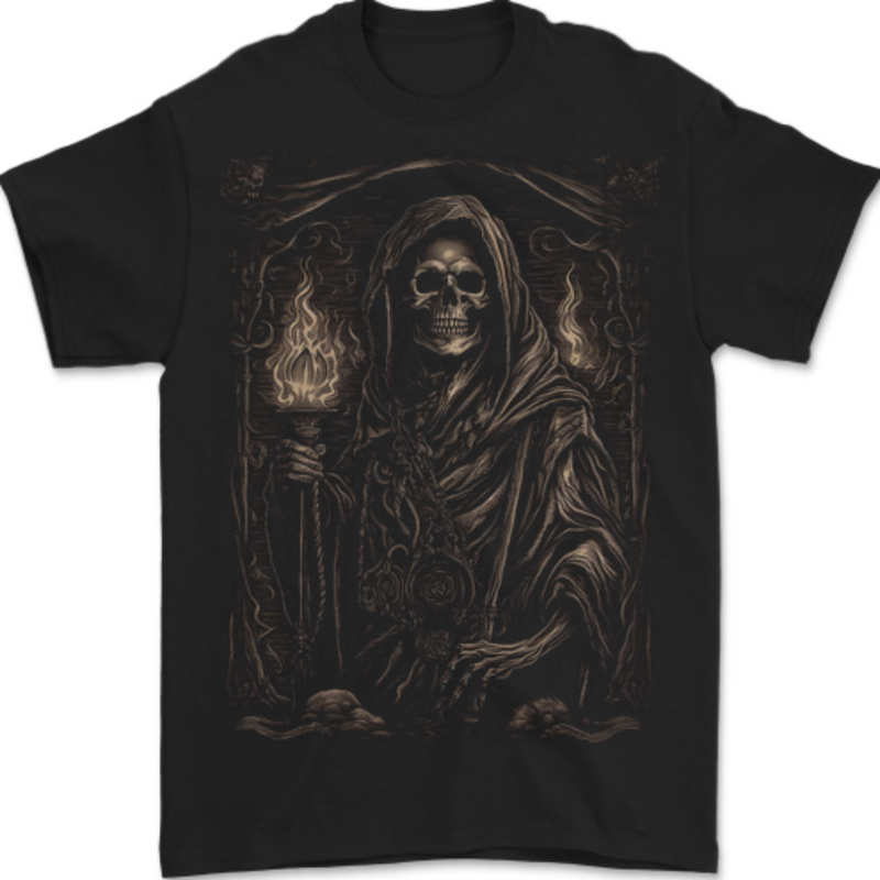 Gothic Grim Reaper Goth Heavy Metal Skull 10 Mens T-Shirt 100% Cotton BLACK