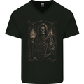 Gothic Grim Reaper Goth Heavy Metal Skull 10 Mens V-Neck Cotton T-Shirt Black