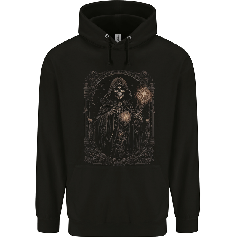 Gothic Grim Reaper Goth Heavy Metal Skull 11 Childrens Kids Hoodie Black