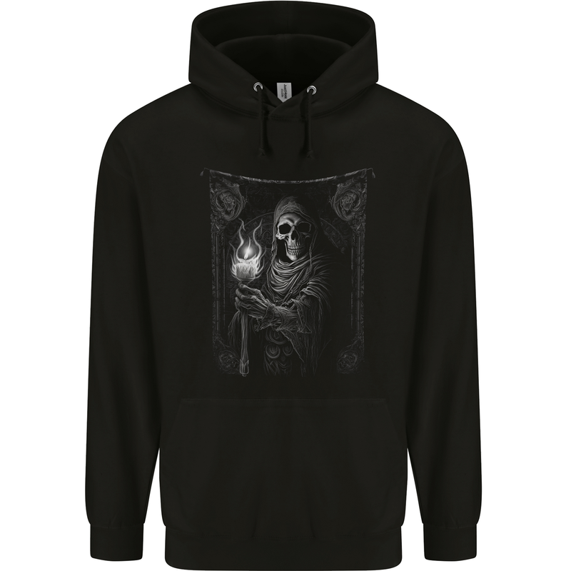 Gothic Grim Reaper Goth Heavy Metal Skull 12 Mens 80% Cotton Hoodie Black