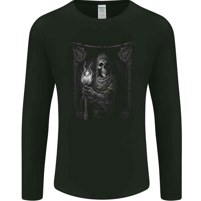 Gothic Grim Reaper Goth Heavy Metal Skull 12 Mens Long Sleeve T-Shirt Black