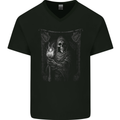 Gothic Grim Reaper Goth Heavy Metal Skull 12 Mens V-Neck Cotton T-Shirt Black