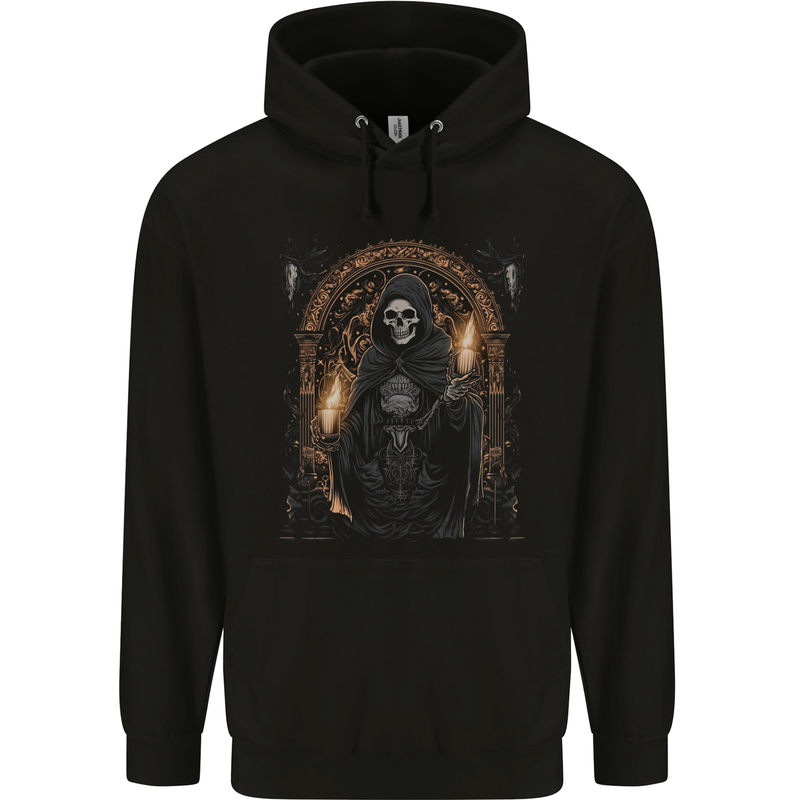 Gothic Grim Reaper Goth Heavy Metal Skull 14 Childrens Kids Hoodie Black