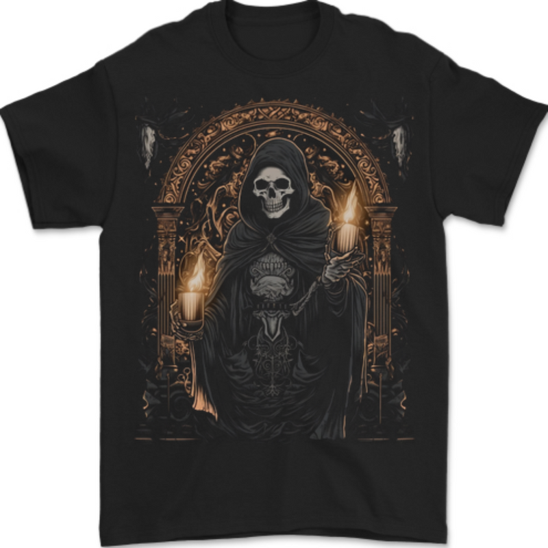 Gothic Grim Reaper Goth Heavy Metal Skull 14 Mens T-Shirt 100% Cotton BLACK