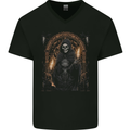 Gothic Grim Reaper Goth Heavy Metal Skull 14 Mens V-Neck Cotton T-Shirt Black