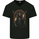 Gothic Grim Reaper Goth Heavy Metal Skull 14 Mens V-Neck Cotton T-Shirt Black