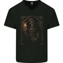 Gothic Grim Reaper Goth Heavy Metal Skull 1 Mens V-Neck Cotton T-Shirt Black