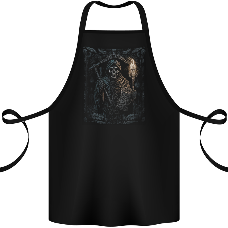 Gothic Grim Reaper Goth Heavy Metal Skull 2 Cotton Apron 100% Organic Black