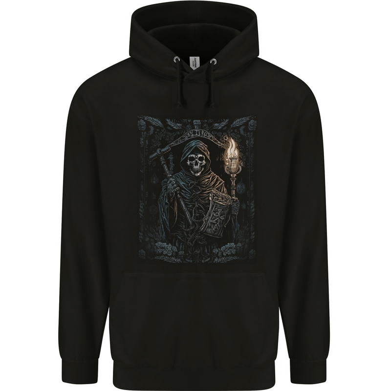 Gothic Grim Reaper Goth Heavy Metal Skull 2 Mens 80% Cotton Hoodie Black