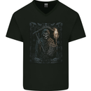 Gothic Grim Reaper Goth Heavy Metal Skull 2 Mens V-Neck Cotton T-Shirt Black
