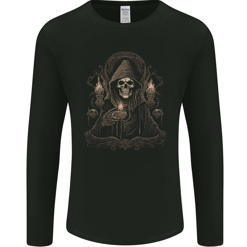 Gothic Grim Reaper Goth Heavy Metal Skull 3 Mens Long Sleeve T-Shirt Black