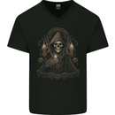 Gothic Grim Reaper Goth Heavy Metal Skull 3 Mens V-Neck Cotton T-Shirt Black