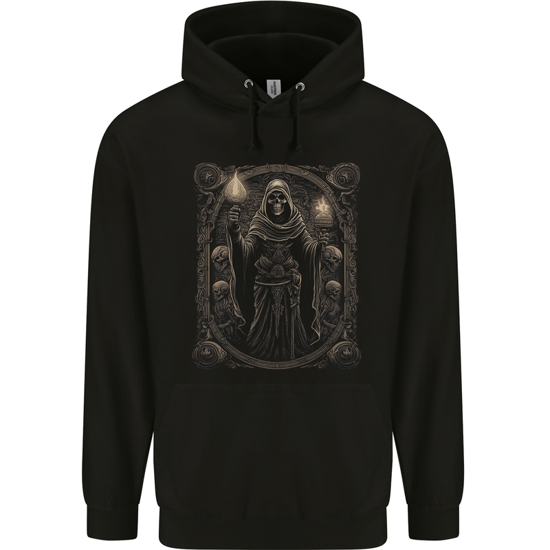 Gothic Grim Reaper Goth Heavy Metal Skull 4 Mens 80% Cotton Hoodie Black