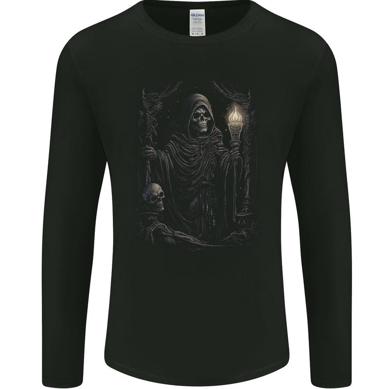 Gothic Grim Reaper Goth Heavy Metal Skull 5 Mens Long Sleeve T-Shirt Black