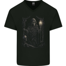 Gothic Grim Reaper Goth Heavy Metal Skull 5 Mens V-Neck Cotton T-Shirt Black