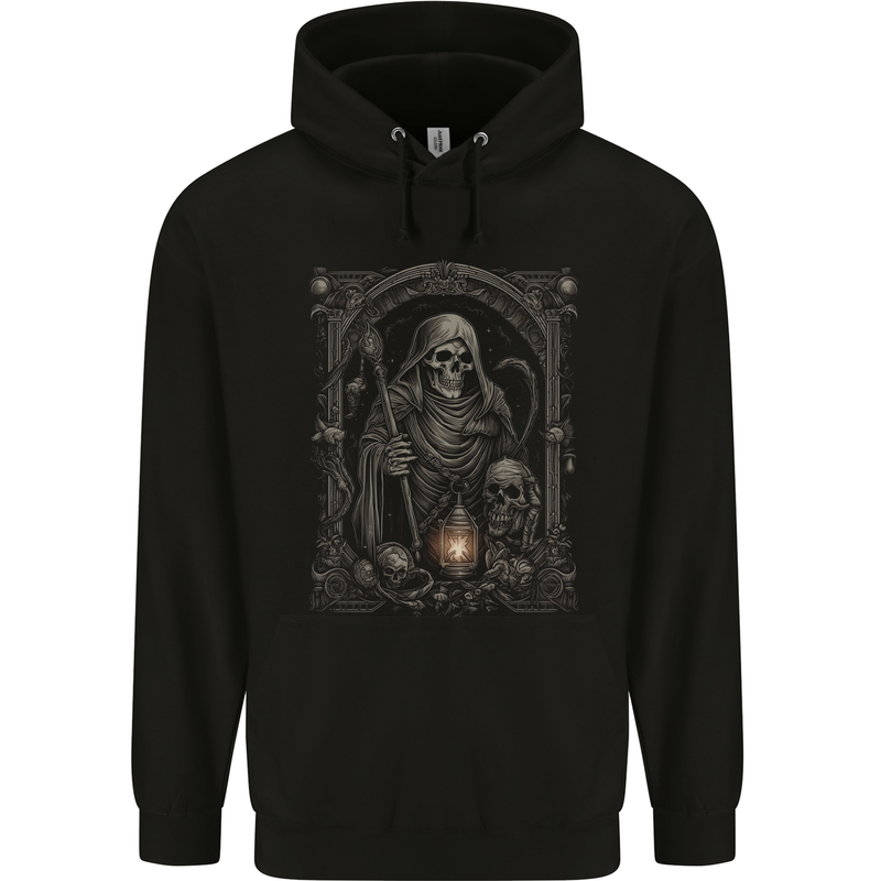 Gothic Grim Reaper Goth Heavy Metal Skull 6 Childrens Kids Hoodie Black