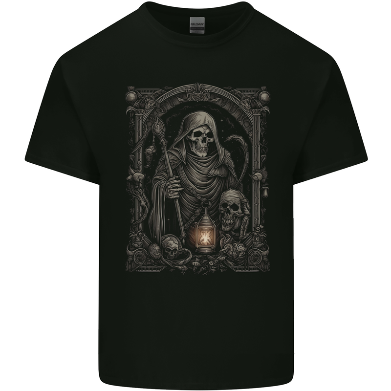 Gothic Grim Reaper Goth Heavy Metal Skull 6 Kids T-Shirt Childrens Black