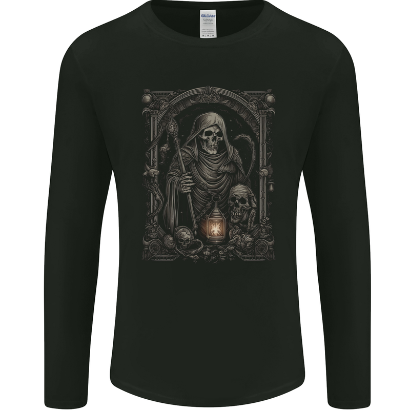 Gothic Grim Reaper Goth Heavy Metal Skull 6 Mens Long Sleeve T-Shirt Black