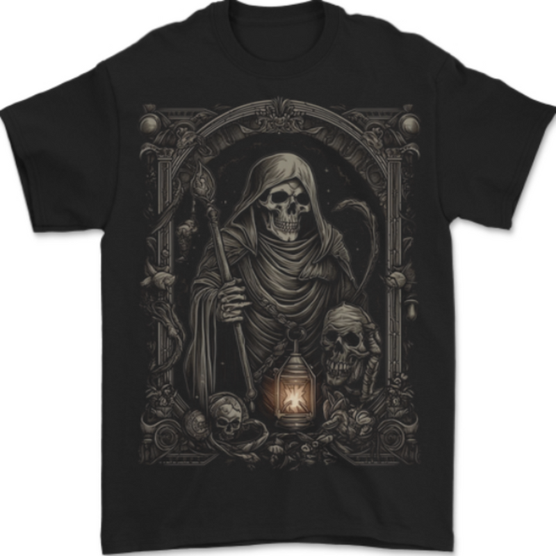 Gothic Grim Reaper Goth Heavy Metal Skull 6 Mens T-Shirt 100% Cotton BLACK