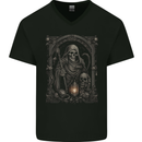 Gothic Grim Reaper Goth Heavy Metal Skull 6 Mens V-Neck Cotton T-Shirt Black