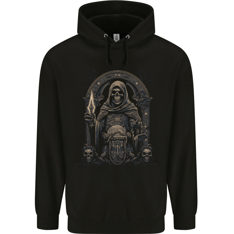 Gothic Grim Reaper Goth Heavy Metal Skull 7 Childrens Kids Hoodie Black