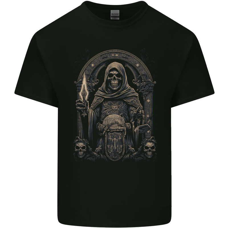 Gothic Grim Reaper Goth Heavy Metal Skull 7 Kids T-Shirt Childrens Black
