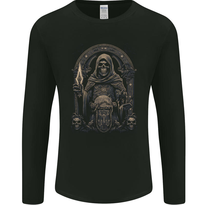 Gothic Grim Reaper Goth Heavy Metal Skull 7 Mens Long Sleeve T-Shirt Black