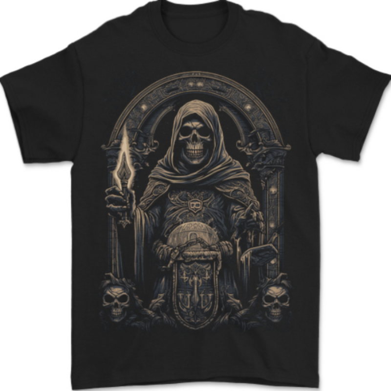 Gothic Grim Reaper Goth Heavy Metal Skull 7 Mens T-Shirt 100% Cotton BLACK