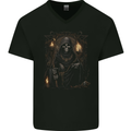 Gothic Grim Reaper Goth Heavy Metal Skull 8 Mens V-Neck Cotton T-Shirt Black