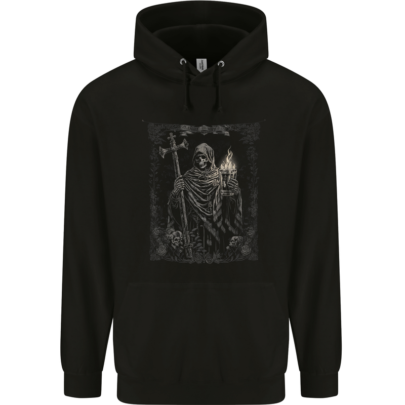 Gothic Grim Reaper Goth Heavy Metal Skull 9 Childrens Kids Hoodie Black
