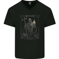 Gothic Grim Reaper Goth Heavy Metal Skull 9 Mens V-Neck Cotton T-Shirt Black