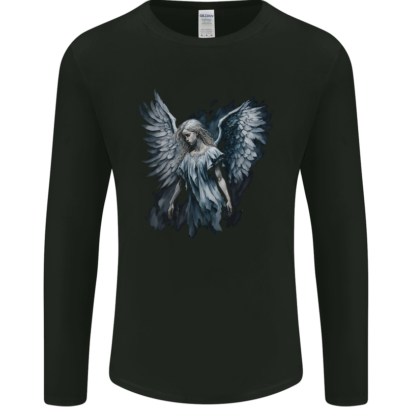 Gothic Guardian Angel Fantasy Goth Mens Long Sleeve T-Shirt Black