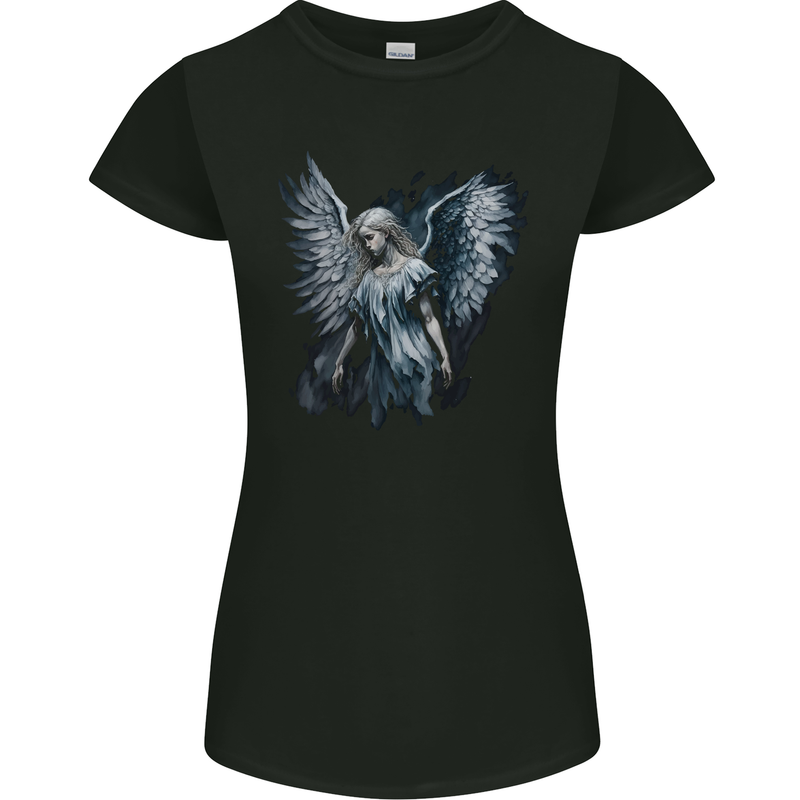 Gothic Guardian Angel Fantasy Goth Womens Petite Cut T-Shirt Black