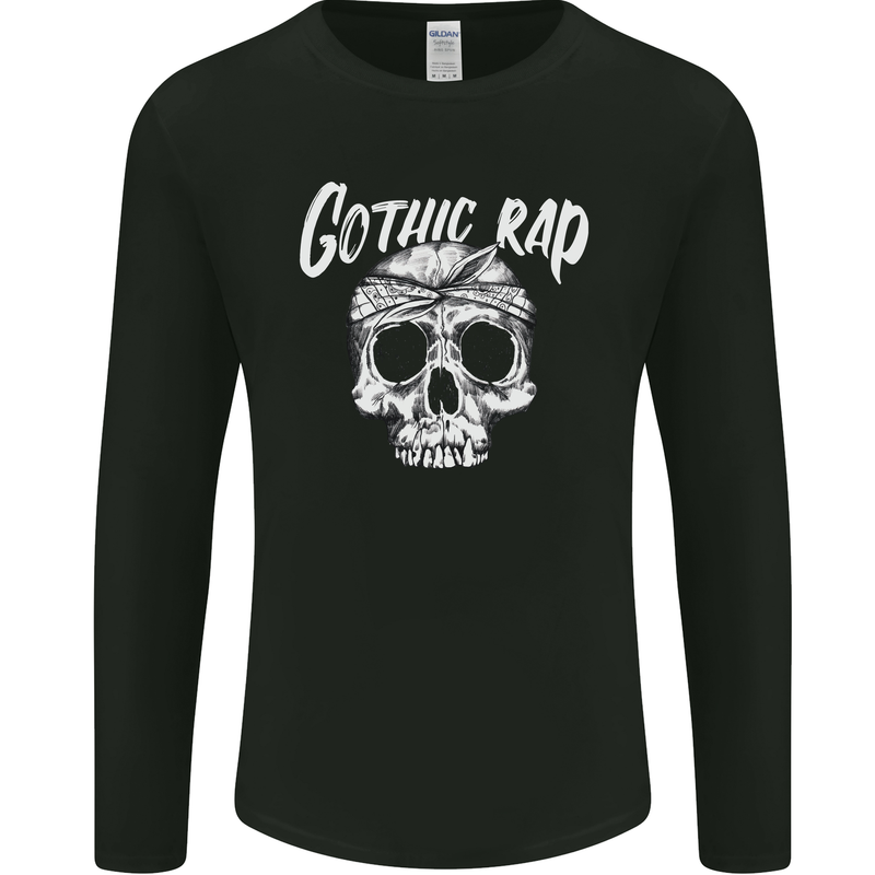 Gothic Rap Skull Hip Hop Music Gangster Mens Long Sleeve T-Shirt Black